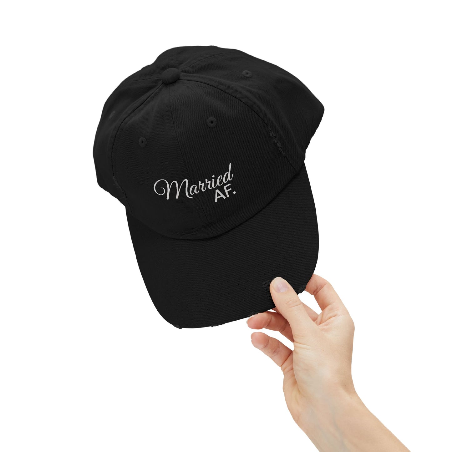 Married AF Distressed Cap, Trendy Engagement Gift, Casual Everyday Fashion, Unisex Black Hat, Wedding Celebration Accessory