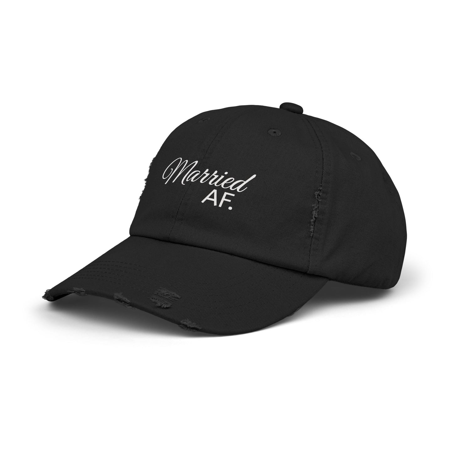 Married AF Distressed Cap, Trendy Engagement Gift, Casual Everyday Fashion, Unisex Black Hat, Wedding Celebration Accessory