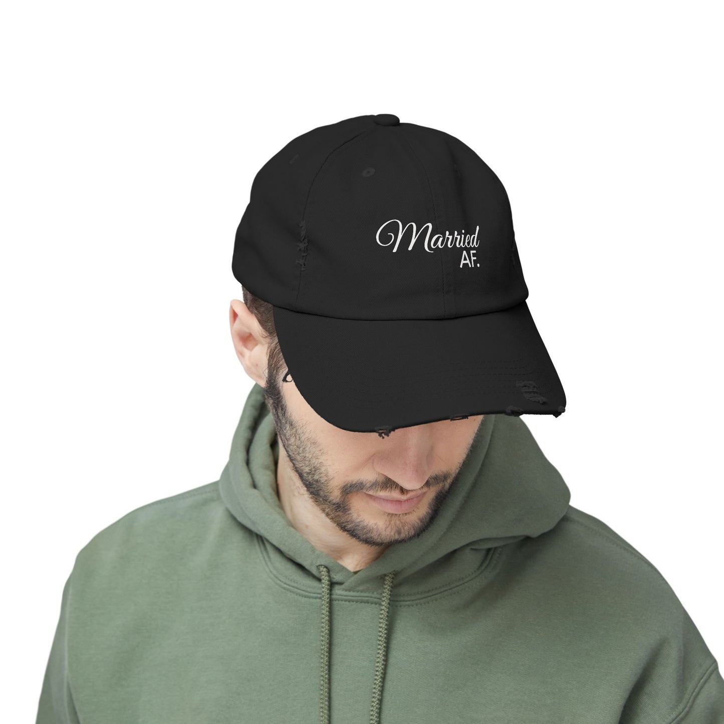 Married AF Distressed Cap, Trendy Engagement Gift, Casual Everyday Fashion, Unisex Black Hat, Wedding Celebration Accessory