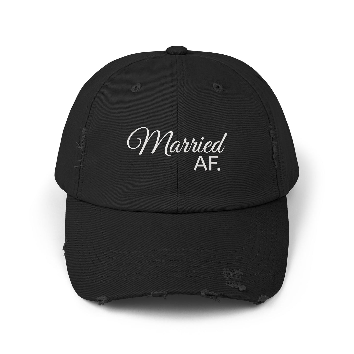 Married AF Distressed Cap, Trendy Engagement Gift, Casual Everyday Fashion, Unisex Black Hat, Wedding Celebration Accessory