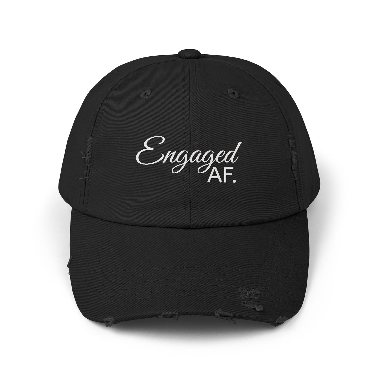 Engaged AF Distressed Cap, Trendy Engagement Gift, Casual Everyday Fashion, Unisex Black Hat, Wedding Celebration Accessory