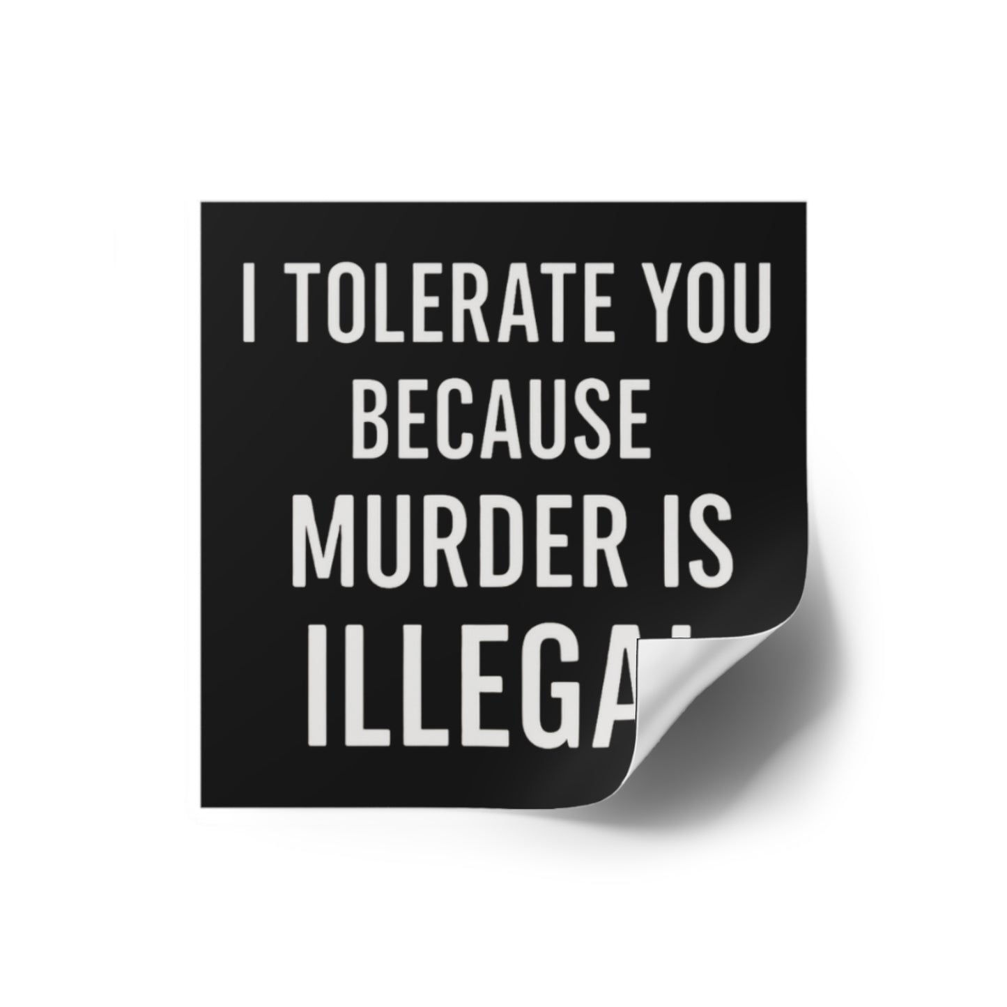 BMB Stickers - "I Tolerate You Because Murder Is Illegal"