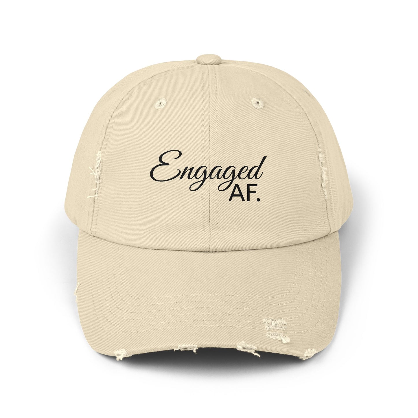 Engaged AF Distressed Cap, Trendy Engagement Gift, Casual Everyday Fashion, Unisex Black Hat, Wedding Celebration Accessory