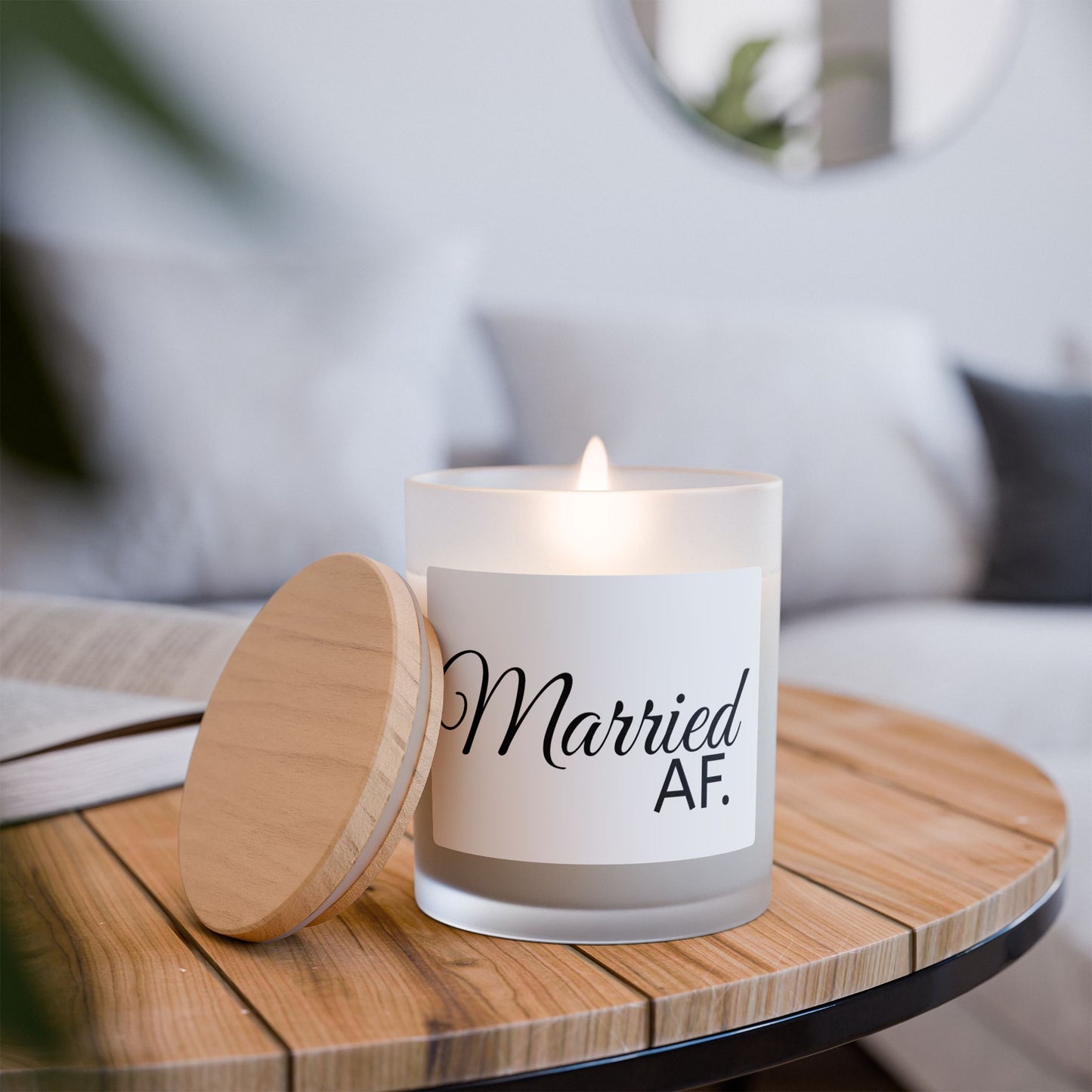Frosted Glass Candle - Married AF, Perfect Wedding Gift